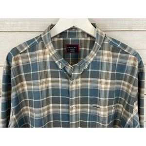 Untuckit Men's Blue Plaid Button Down Flannel Shir